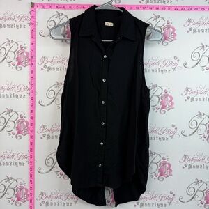 Hollister tank top button up Black Sleeveless Button-Down Shirt top